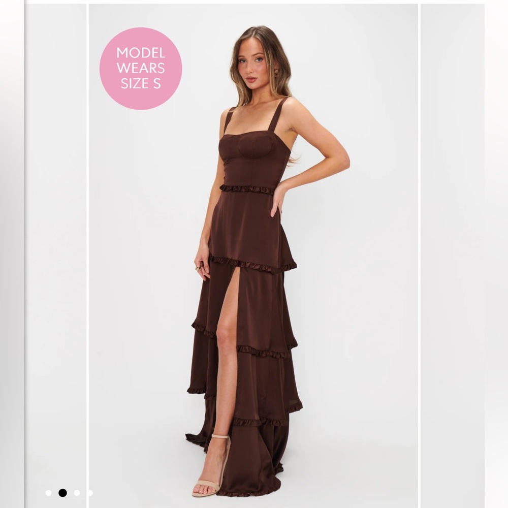 Show Me Your Mumu Lady Corset Dress - Chocolate Luxe Satin - Size Small